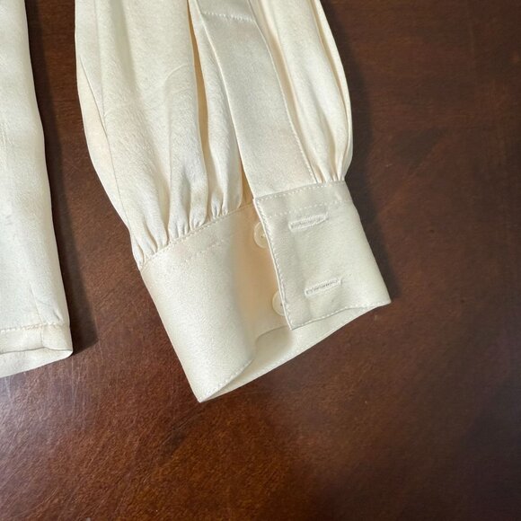 Vintage 70's 80's Jaeger 100% Silk Cream Blouse Double-breasted button - Picture 9 of 11